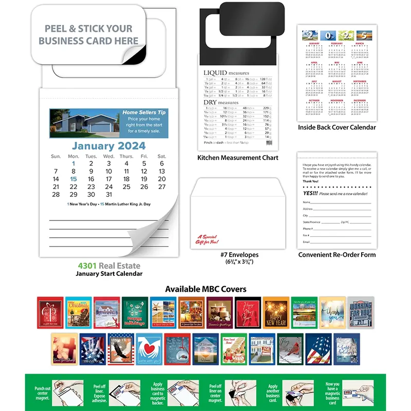 Magnetic Calendar - Real Estate - 12-Month Tear-Off  January 2024 preview