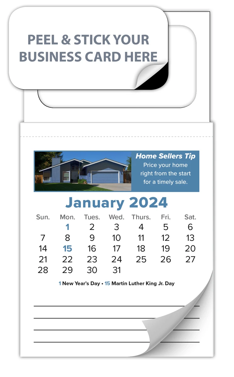 Magnetic Calendar - Real Estate - 12-Month Tear-Off  January 2024